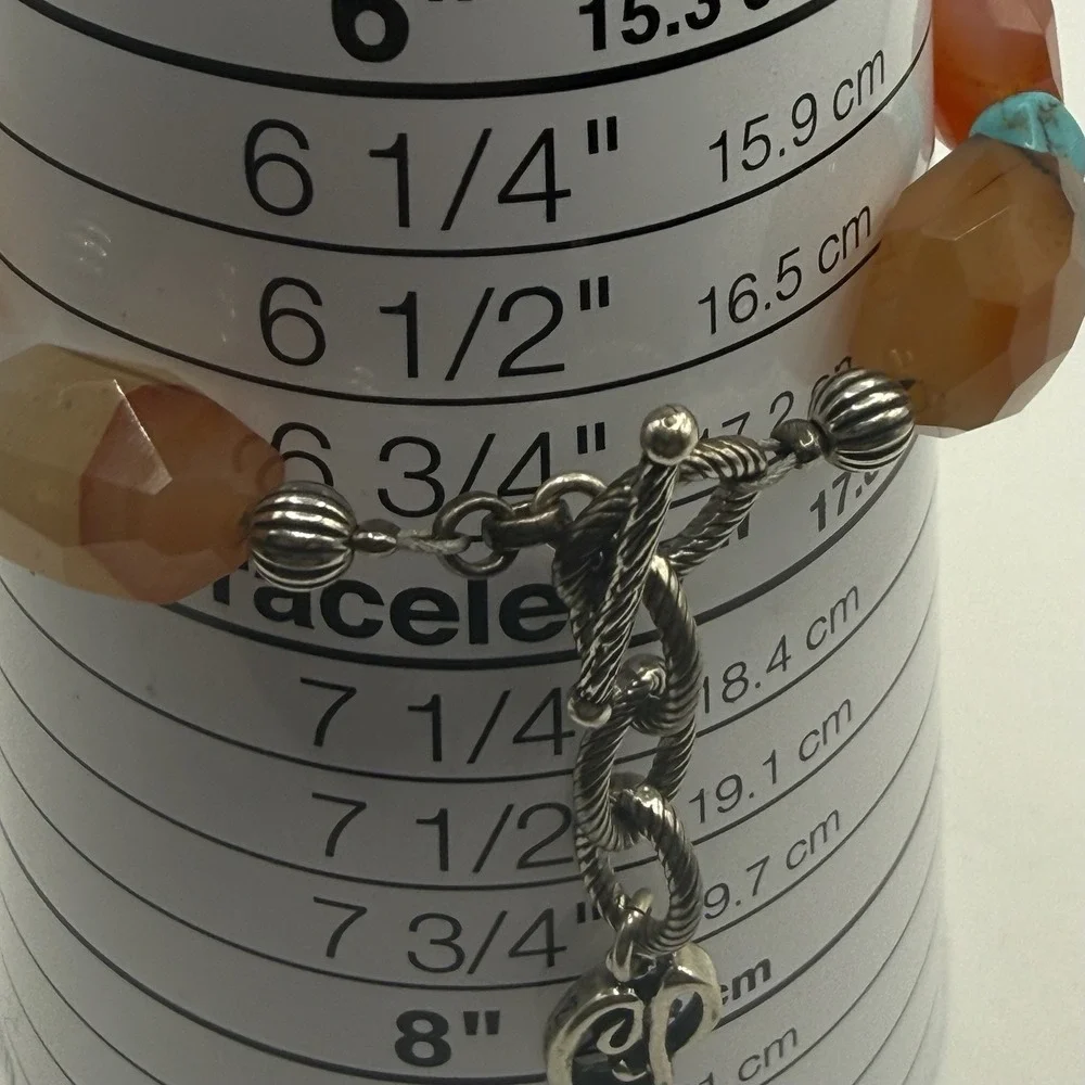Carolyn Pollack Bracelet Sterling Silver Faceted Gemstone Adj 6.75 to 7.5